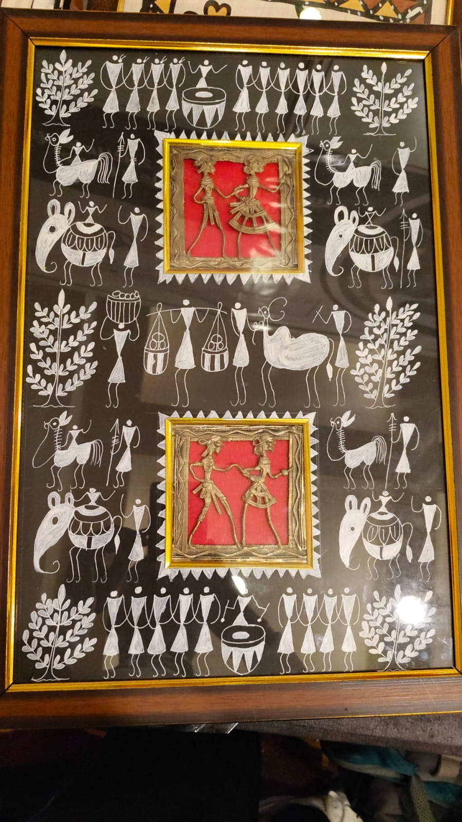 Dhokra Moments Handcrafted Warli Fusion Dual-Frame Wall Art